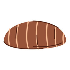 Oval chocolate candy with vertical icing lines. Vector