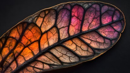Vibrant Leaf Vein Abstract Macro Photography