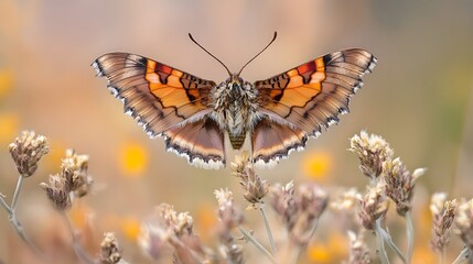 Obraz premium Stunning Orange Butterfly on Wildflowers Macro Photography