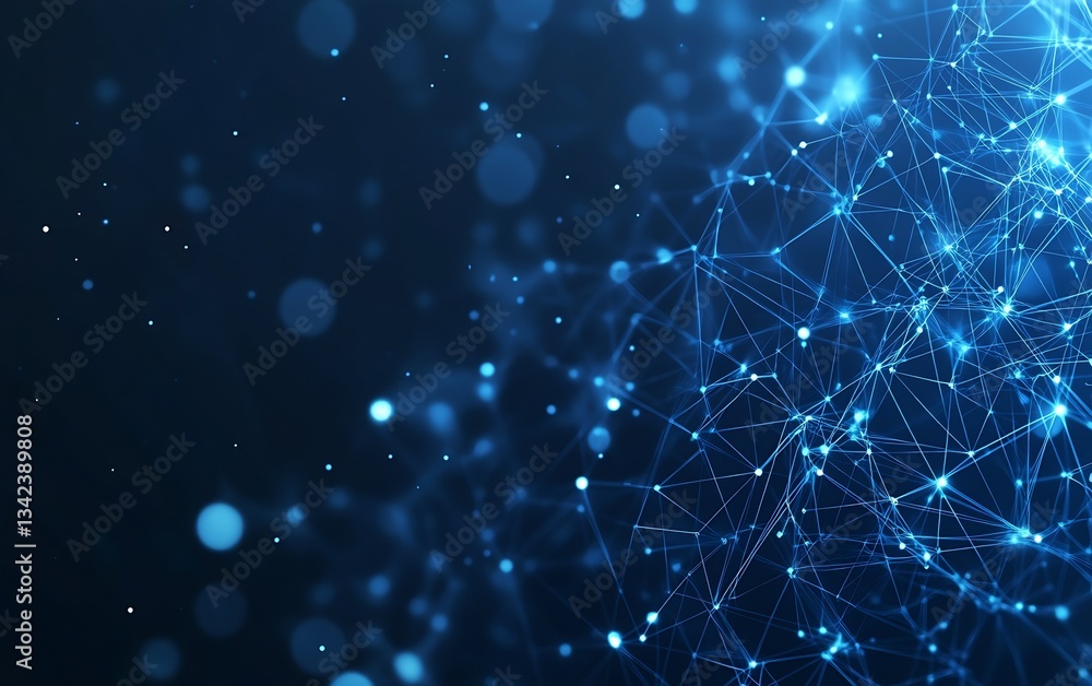 Poster Dynamic web of glowing connections represented in an abstract illustration using vibrant blue tones for a modern effect : Generative AI