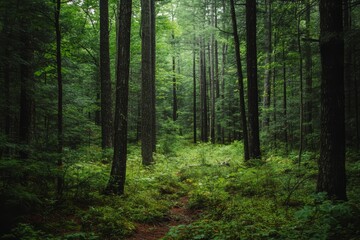 Vibrant ecosystem  a lush forest full of diverse flora and fauna interconnected in nature