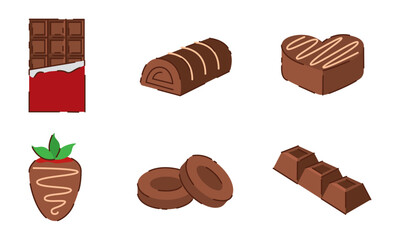 Set of chocolate candy icons. Vector