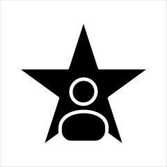 Star profile person Icon. Symbol isolated white background. vector illustration. color editable.