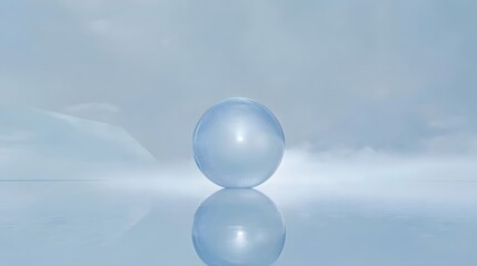 Serene Glass Sphere on Calm Water Minimalist Landscape