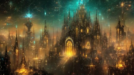 Fototapeta premium Cosmic Cityscape at Night