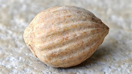 Closeup Detailed Macro Shot of a Single Beige Seed or Nut