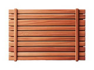 Wooden slatted bath mat with natural finish for home spa decor, cut out
