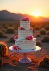 wedding cake on the beach