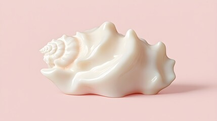Elegant Creamy White Seashell on Pink Background