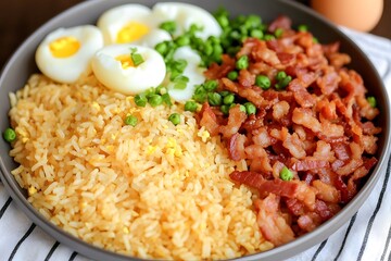 Delicious Fried Rice with Bacon, Eggs, and Peas