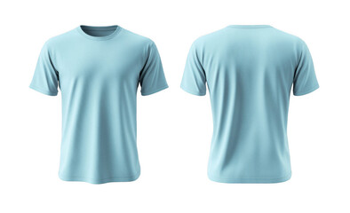 Light blue t-shirt front and back mockup, png