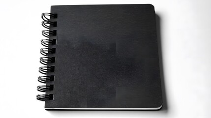 Black Spiral Notebook Mockup Isolated on White Background