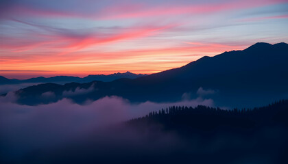 Fototapeta premium Majestic Mountain Sunset Breathtaking View Scenic Landscape Nature Photography