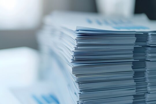 Stack of White Paper Documents, Business Reports