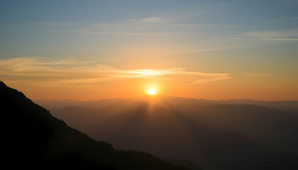 Majestic Sunrise Over Mountain Ranges Golden Hour Landscape Photography