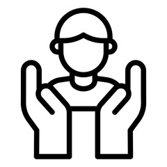 Support employee outline icon representing workplace assistance and service