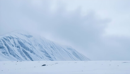 Serene Arctic Winter Landscape Breathtaking Snow Covered Mountains Cold Weather Scene