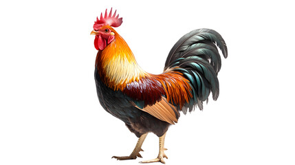 Fototapeta premium Vibrant Rooster with Detailed Feathers and Expressive Features for Nature Farm and Wildlife T