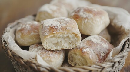 Delicious Homemade Wheat Bread Rolls in Basket