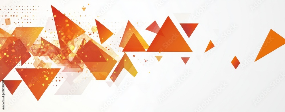 Poster abstract background with orange and red triangles on a white background geometric pattern, white spa