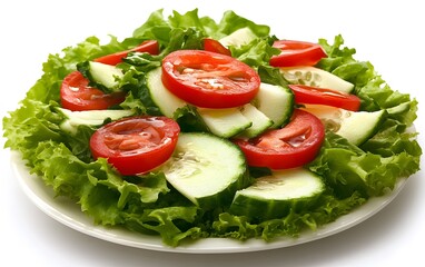 Fresh Green Salad with Tomatoes and Cucumbers