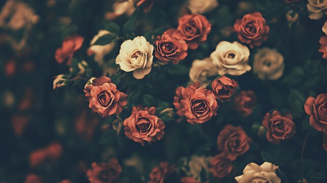 Fototapeta Vintage Aesthetic Rose Garden Closeup Photography