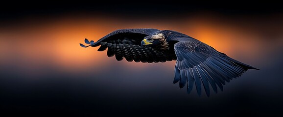 Fototapeta premium Majestic Bird of Prey in Flight at Sunset