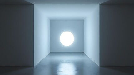 Abstract Minimalist Room with Glowing Circle Light