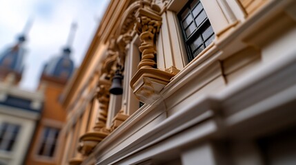 Obraz premium Intricate Architecture Detail, Capturing the Grandeur of Historic Buildings Facades