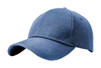 Stylish blue denim baseball cap with adjustable strap, cut out