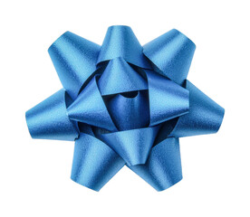 Shiny blue gift bow with metallic finish for gift wrapping and decoration, cut out
