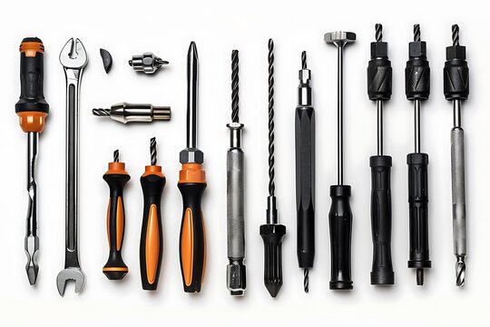 Set of tools isolated on white background.