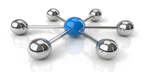 Abstract Molecular Network with Blue Center Node, Modern Concept of Connections and Technology banner and cover