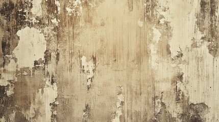 An aged beige wall with peeling paint and vertical textures