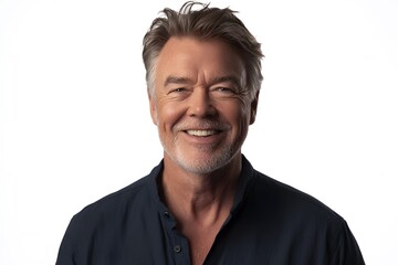 Obraz premium Smiling Mature Man Portrait, Happy Senior Male Face Closeup Studio Shot