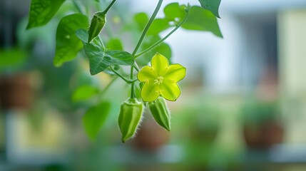 Obraz premium Stunning Closeup of a Green Flower with Capsules