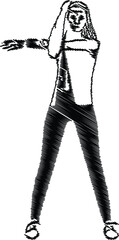 Fitness Woman Stretching in Dynamic Sketch Art
