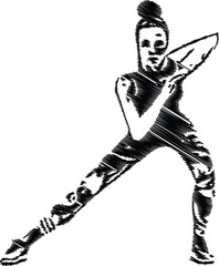 Fitness Woman Stretching in Dynamic Sketch Art
