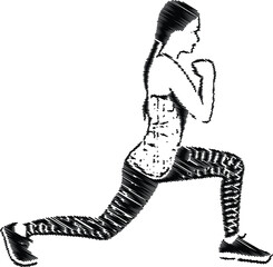 Fitness Woman Stretching in Dynamic Sketch Art