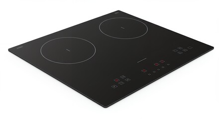 Fototapeta premium Modern Black Induction Cooktop Two Burners Kitchen Appliance