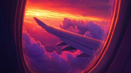 Airplane Window Sunset Sunrise Clouds