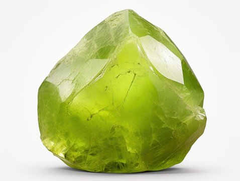 Gemstone olivine green crystal, also known as peridot, chrysolite, forsterite, dunite