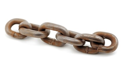 Obraz premium Rusted Industrial Chain on White Background.