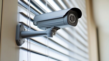 Security camera on window blinds.