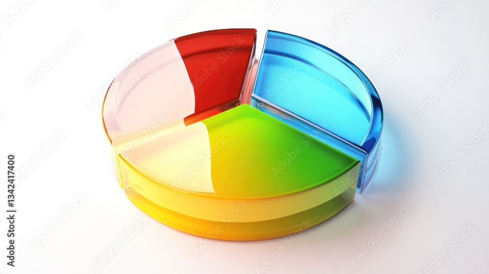Poster 3d pie chart with vibrant colors for business and data visualization