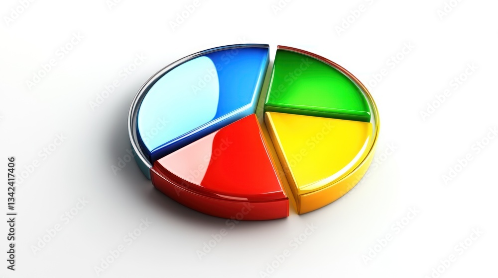 Poster 3d pie chart with vibrant colors for business and data visualization