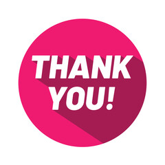 Thank you with long Shadow Label Sticker on a Transparent Background