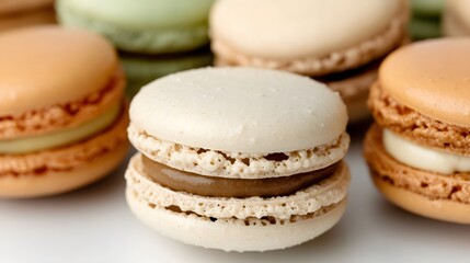 Delicious Macarons Variety Pastel Colors Closeup
