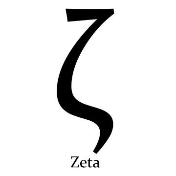 Greek alphabet symbol Zeta on a Transparent Background