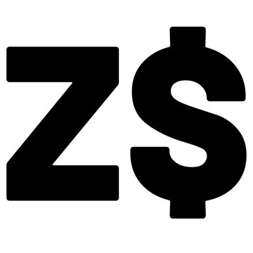 Zimbabwean dollar currency symbol on a Transparent Background